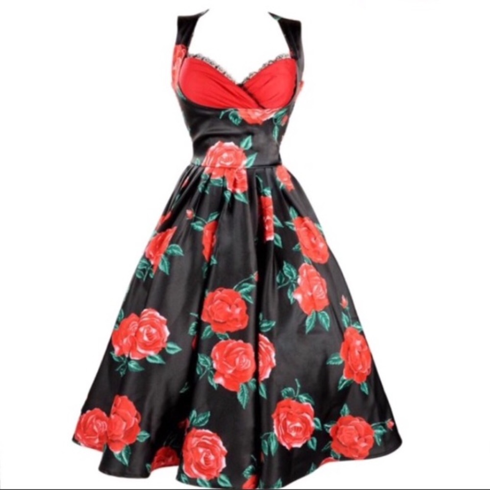 Pinup Couture Grace Dress in Spanish Rose Print
